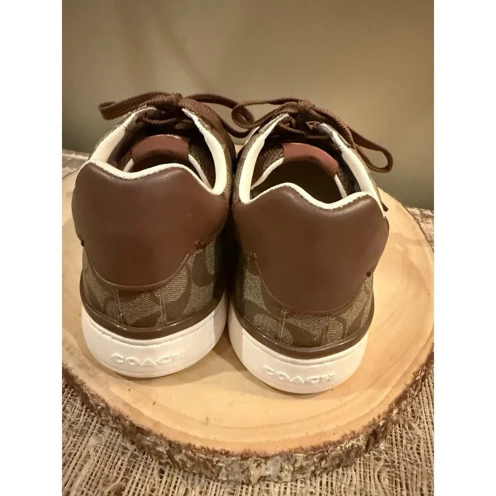 COACH CLIP LOW LOGO SNEAKERS G4949 KHAKI/SADDLE SIZE 9.5D 168$‎